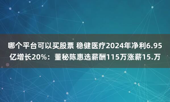哪个平台可以买股票 稳健医疗2024年净利6.95亿增长20%：董秘陈惠选薪酬115万涨薪15.万