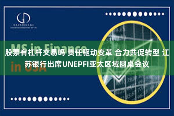 股票有杠杆交易吗 责任驱动变革 合力共促转型 江苏银行出席UNEPFI亚太区域圆桌会议