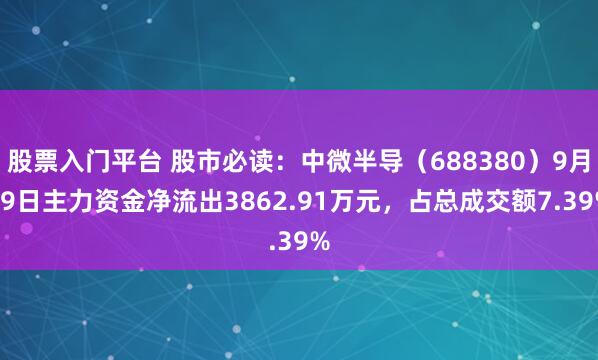 股票入门平台 股市必读：中微半导（688380）9月19日主力资金净流出3862.91万元，占总成交额7.39%